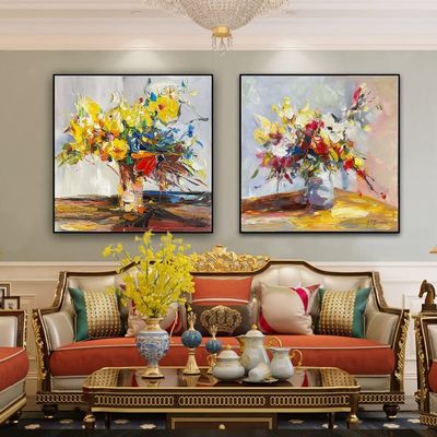 Abstract Impression Hand Painted Oil Painting 6 Color Print Flower Canvas Wall Art Painting