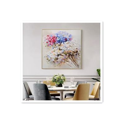Hand Painted Landscape Oil Painting Simple Texture Art Hanging Painting Hydrangea Happy Loving Flower