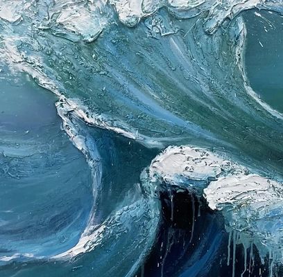 Home Decor Canvas Original Abstractt Heavy Textured Sea Wave Wall Hanging Decor Painting Customized Size Accepted NO Original