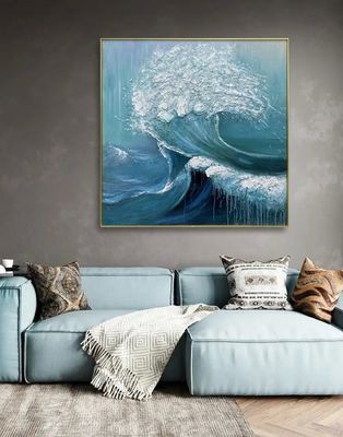 Home Decor Canvas Original Abstractt Heavy Textured Sea Wave Wall Hanging Decor Painting Customized Size Accepted NO Original