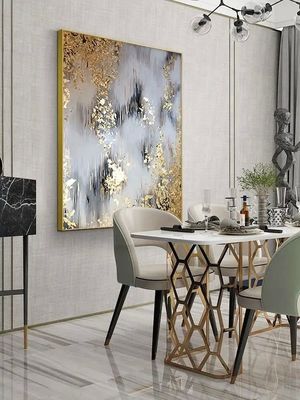 Customized Size Accepted Gold Abstract Foil Hand Painted Abstract Oil Painting on Canvas for Home Decor Wall Art
