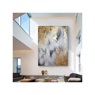 Customized Size Accepted Gold Abstract Foil Hand Painted Abstract Oil Painting on Canvas for Home Decor Wall Art