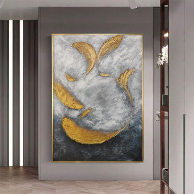 Custom Handmade 6 Color Print Method Gold Foil Landscape Wall Art Painting 3D Textured Artwork for Customized Home Decor