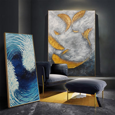 Custom Handmade 6 Color Print Method Gold Foil Landscape Wall Art Painting 3D Textured Artwork for Customized Home Decor