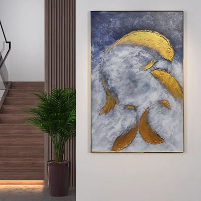 Custom Handmade 6 Color Print Method Gold Foil Landscape Wall Art Painting 3D Textured Artwork for Customized Home Decor