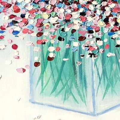 Modern Style Hand Painted Oil Painting Abstract Colorful Flower Canvas 6 Color for Living Room Home Decor