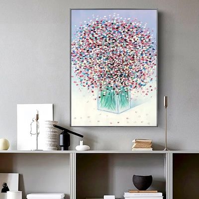 Modern Style Hand Painted Oil Painting Abstract Colorful Flower Canvas 6 Color for Living Room Home Decor