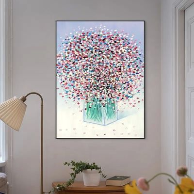 Modern Style Hand Painted Oil Painting Abstract Colorful Flower Canvas 6 Color for Living Room Home Decor