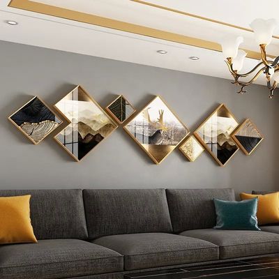 Aluminum Frame Crystal Porcelain Painting Wall Art Japanese Style For Living Room Decor