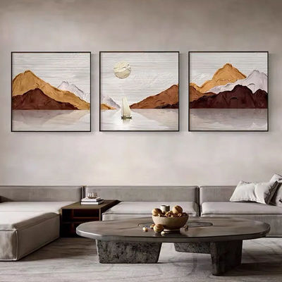 Customized Home Decor Wall Art Painting Hand Painted Landscape Sunset Mountain Scenery Canvas Textured Oil Painting