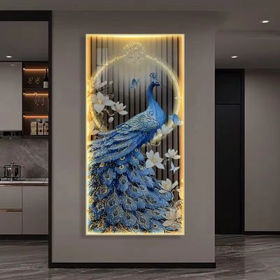 High End Led Wall Decorative Glass Wall Art Animal Artwork Crystal Porcelain Painting
