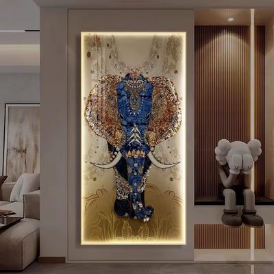 High End Led Wall Decorative Glass Wall Art Animal Artwork Crystal Porcelain Painting
