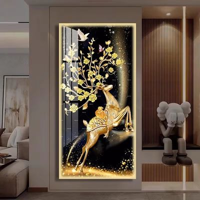 High End Led Wall Decorative Glass Wall Art Animal Artwork Crystal Porcelain Painting
