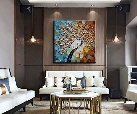 Impressionist Almond Tree Flower 3D Relief Abstract Landscape Oil Painting Hand Painted on Canvas Customized Size