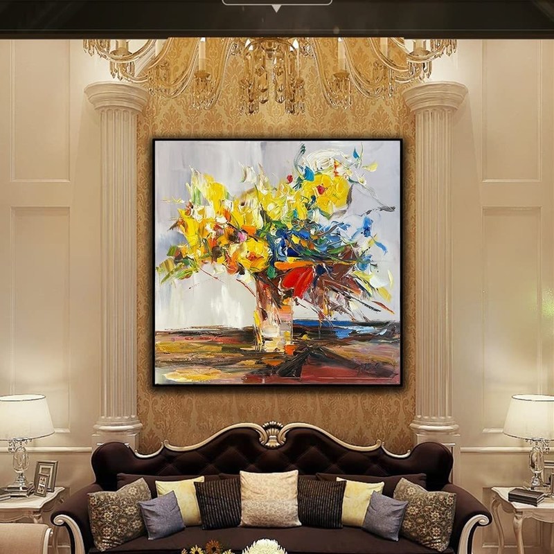 Abstract Impression Hand Painted Oil Painting 6 Color Print Flower Canvas Wall Art Painting