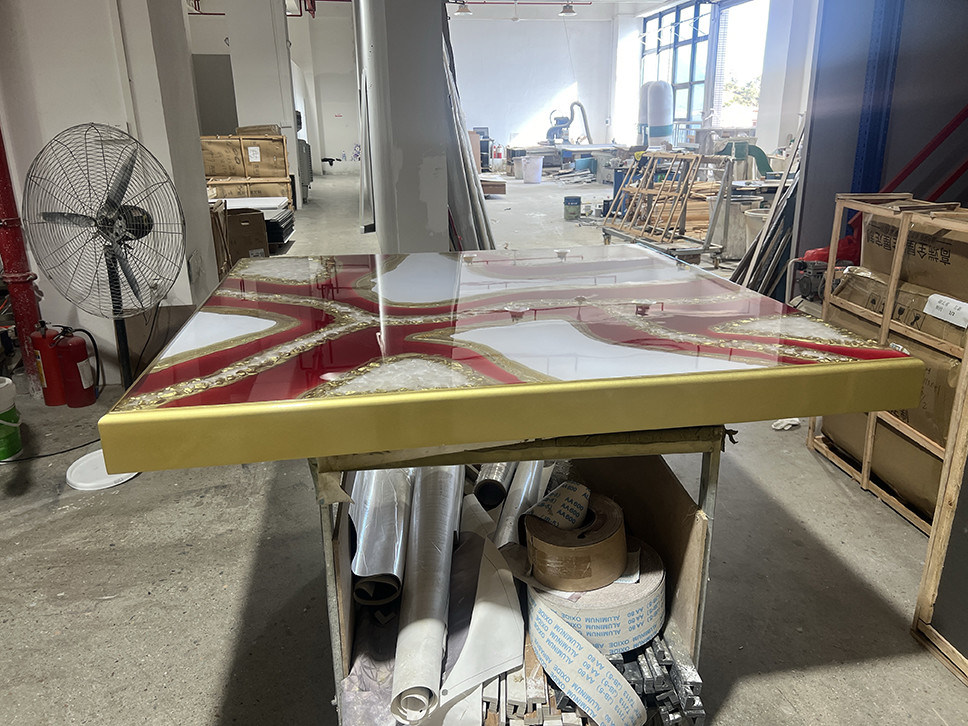 Luxury Resin Art Table For Villas & High-End Studios , Non-Toxic Custom Epoxy River Design