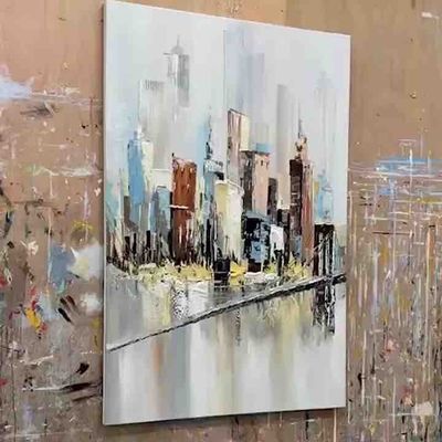 Modern Style Pure Hand Painted Colorful Knife Oil Painting on Canvas for Living Room Decor Abstract Texture Wall Painting