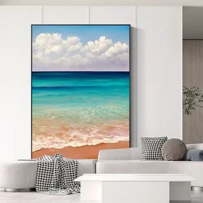 Relief Art Wall Decoration Hanging Painting 3d Craft Colored Painting Beach Landscape Painted Oil Painting For Home Decor