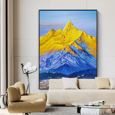 Custom Handpainted Golden Mountain Modern Abstract Thick Texture Canvas 3d Relief Painting with Various Print Method