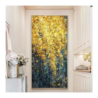 Canvas Support Medium Customized Modern Hand Painted Gold Foil Abstract Oil Painting for Living Room Wall Decor
